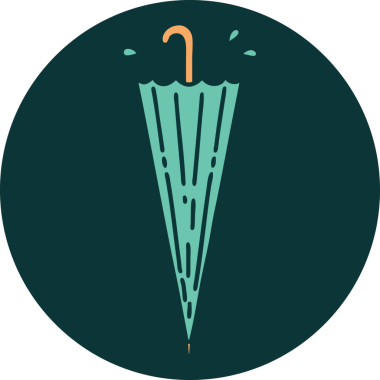 Bir insan tarafından çizilmiş kapalı bir şemsiyenin ikonik dövme şekli