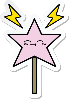 Bir insan tarafından çizilmiş şirin bir çizgi film sihirli değneğinin çıkartması.