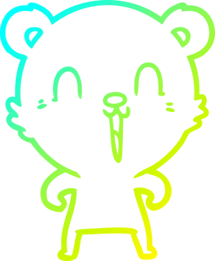 Bir insan tarafından çizilen mutlu çizgi film ayısının soğuk gradyan çizgisi.