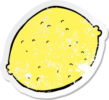 Bir insan tarafından çizilmiş karikatür limonunun sıkıntılı çıkartması