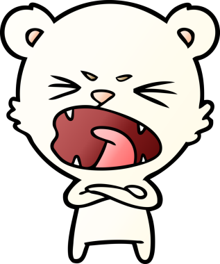 Bir insan tarafından çizilmiş kızgın kutup ayısı çizgi filmi.