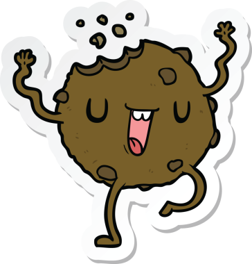 Bir insan tarafından çizilmiş dans eden bir kurabiyenin çıkartması.