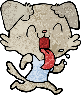 Bir insan tarafından çizilmiş nefes nefese bir köpek.