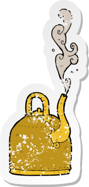 Bir insan tarafından çizilmiş eski bir demir su ısıtıcısı karikatürü.