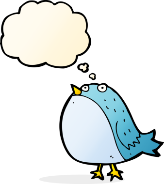 Bir insan tarafından çizilmiş düşünce baloncuklu şişman kuş.