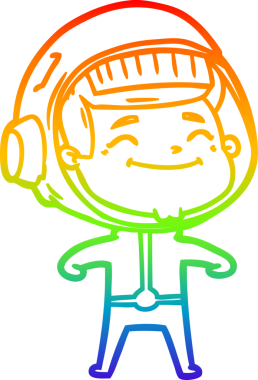 gökkuşağı gradyan çizimi mutlu bir çizgi astronot çizimi bir insan tarafından çizildi