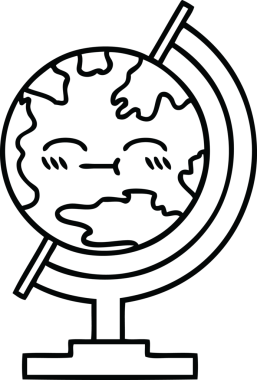 Bir insan tarafından çizilmiş dünyanın karikatürü.