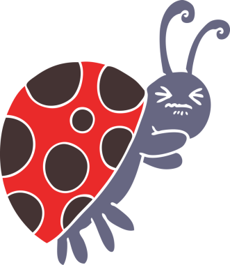 Bir insan tarafından çizilmiş düz renkli uğur böceği