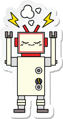 Bir insan tarafından çizilmiş şirin bir dans robotunun çıkartması.
