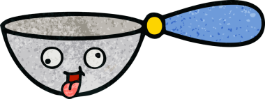 Bir insan tarafından çizilmiş bir kaşık retro grunge desen karikatürü.