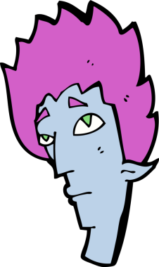 Bir insan tarafından çizilmiş vampir kafası.