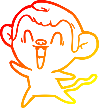 Bir insan tarafından çizilmiş gülen maymun çizgi çizimi.