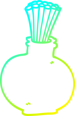 Bir insan tarafından çizilmiş vazoda bir çizgi film kamışının soğuk gradyan çizimi