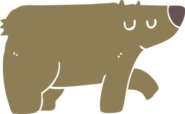 Bir insan tarafından çizilmiş düz renkli çizgi film ayısı