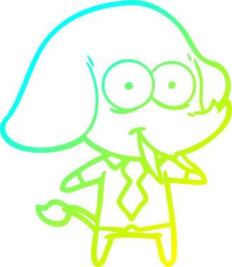 Bir insan tarafından çizilmiş mutlu bir fil patronunun soğuk gradyan çizgisi