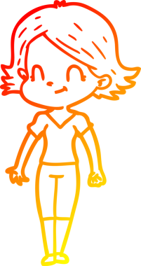 Bir insan tarafından çizilmiş, karikatür dostu bir kız çizimi.