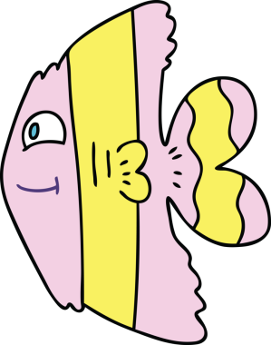 Bir insan tarafından çizilmiş garip bir karikatür balığı.