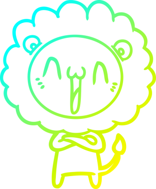 Bir insan tarafından çizilmiş mutlu çizgi film aslanı çizimi.