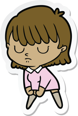 Bir insan tarafından çizilmiş bir karikatür kadının çıkartması.