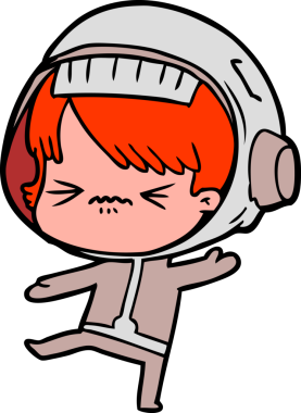 Bir insan tarafından çizilmiş kızgın uzay kızı.