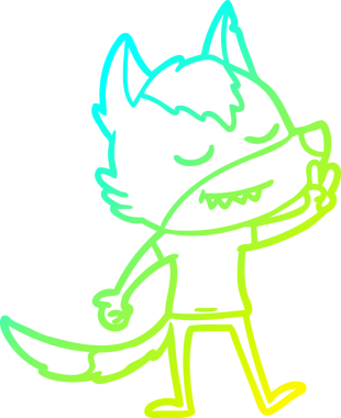 Dost canlısı bir kurdun insan tarafından çizilmiş bir barış işareti çizimi.