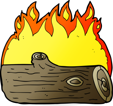 bir insan tarafından çizilmiş çizgi film yakma kütüğü