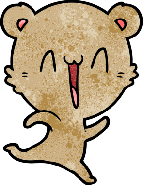 Bir insan tarafından çizilmiş mutlu ayı koşu karikatürü