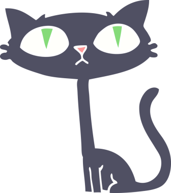 Bir insan tarafından çizilmiş düz renkli cadılar bayramı karikatürü.