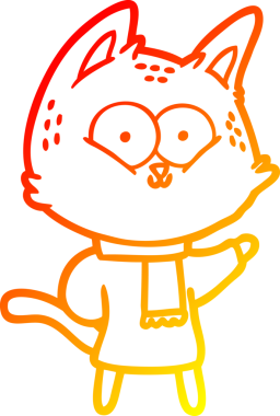 Bir insan tarafından çizilmiş çizgi film kedisinin sıcak çizgi çizimi