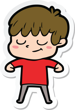 Bir insan tarafından çizilmiş mutlu bir çocuğun çıkartması.