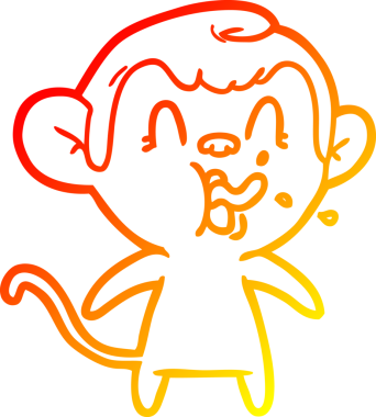 İnsan tarafından çizilmiş çılgın bir çizgi maymunun sıcak çizgi çizimi