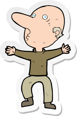 Bir insan tarafından çizilmiş, endişeli, orta yaşlı bir adamın çıkartması.