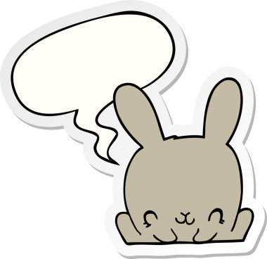 Bir insan tarafından çizilmiş konuşma balonu çıkartmalı çizgi film tavşanı.