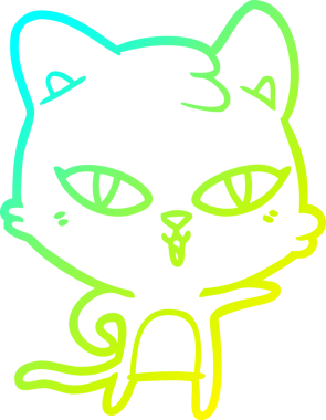 Bir insan tarafından çizilen çizgi film kedisinin soğuk gradyan çizgisi.