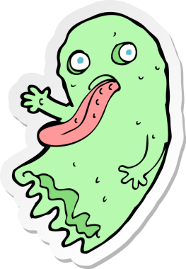 Bir insan tarafından çizilmiş iğrenç bir hayalet karikatürü.