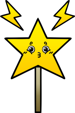 Bir insan tarafından çizilmiş sihirli değneğin gölgeli çizgi filmi.