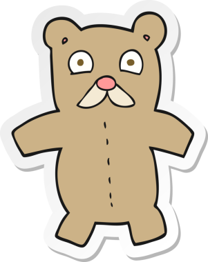 Bir insan tarafından çizilmiş oyuncak ayının çıkartması.