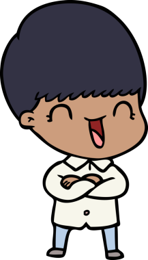 Bir insan tarafından çizilmiş mutlu çizgi film çocuğu.