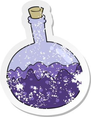 İnsan tarafından çizilmiş bir karikatür kimyasalın gerilimli etiketi.