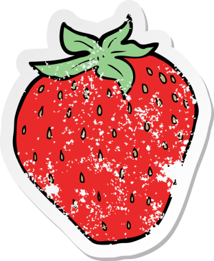 Bir insan tarafından çizilmiş karikatür çileğinin gerilimli yapıştırması.