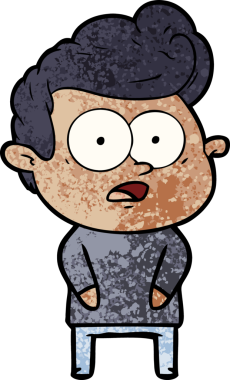 Bir insan tarafından çizilmiş çizgi film bakışlı adam.