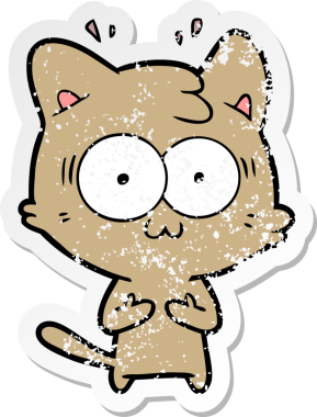 Bir karikatür çıkartması bir insan tarafından çizilmiş kediye şaşırttı.