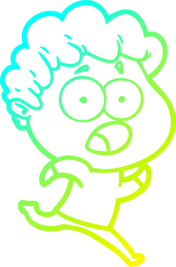 Bir insan tarafından çekilen şaşkınlık içinde soluk soluğa bir çizgi film karakteri çizimi.