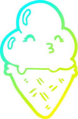 Bir insan tarafından çizilmiş dondurmanın soğuk gradyan çizgisi.