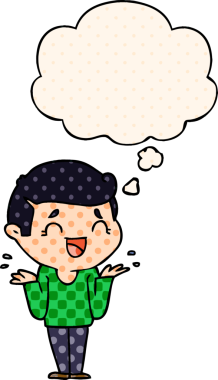 Çizgi roman tarzında bir insan tarafından çizilmiş düşünce baloncuğu olan kafası karışmış bir adam.