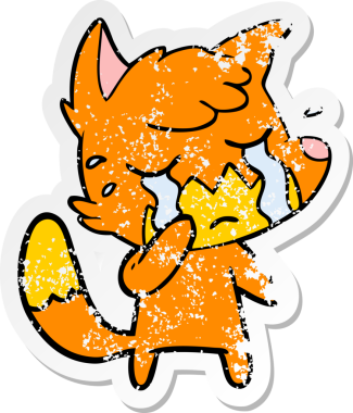 Bir insan tarafından çizilmiş ağlayan tilki çizgi filminin sıkıntılı çıkartması.