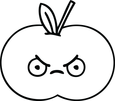 Bir insan tarafından çizilmiş kırmızı elma çizimi.