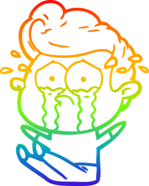 Gökkuşağı gradyan çizimi. Ağlayan bir adamın çizimi. Bir insan tarafından çizilmiş.