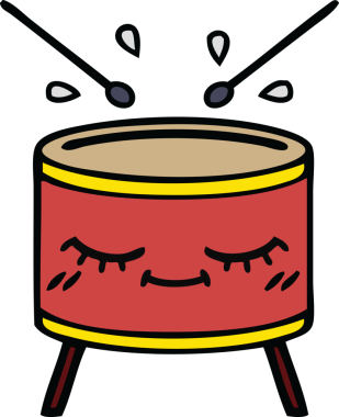 Bir insan tarafından çizilmiş şirin davul karikatürü.