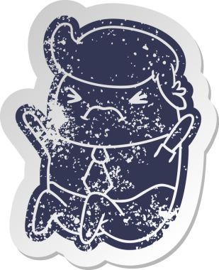 Bir kawai işadamının insan tarafından çizilmiş eski bir karikatür çıkartması.